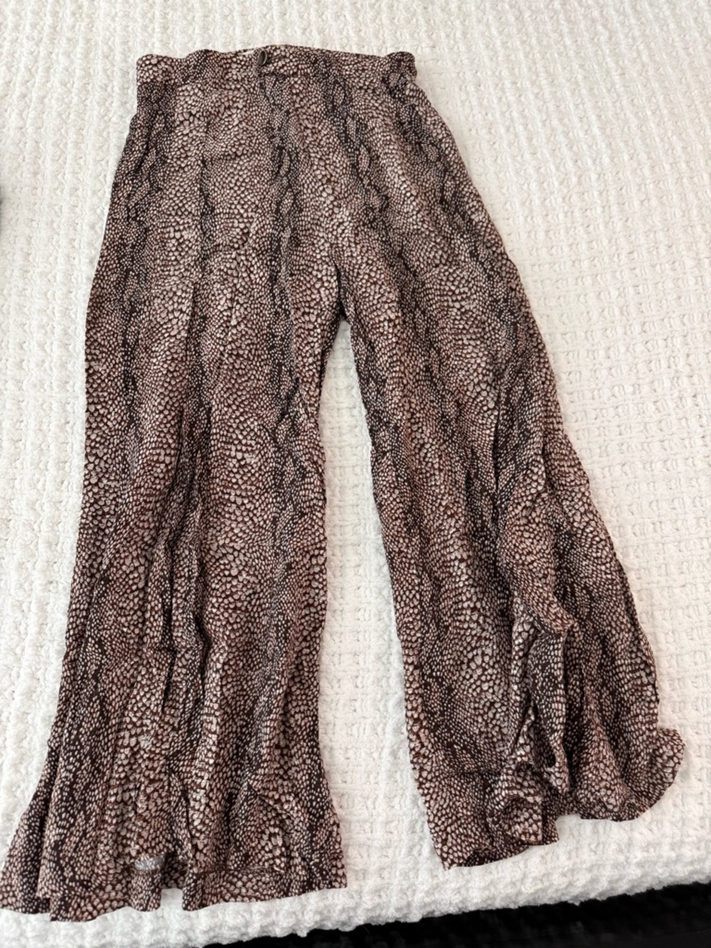 Anthropologie Brown Printed Wide-Leg Palazzo Pants in